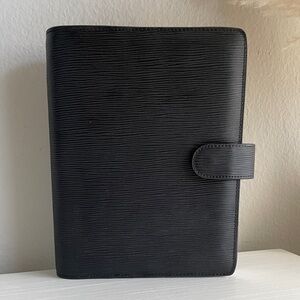 Cloth & Paper Contoured Black Leather Agenda Cover | A5 6-Ring